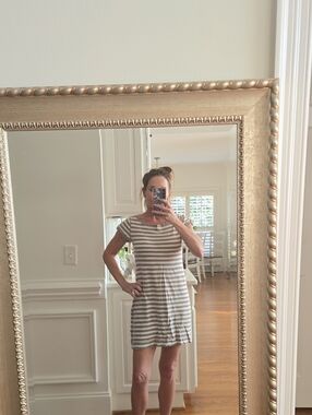 Banana Republic Beige and White Striped Mini Dress